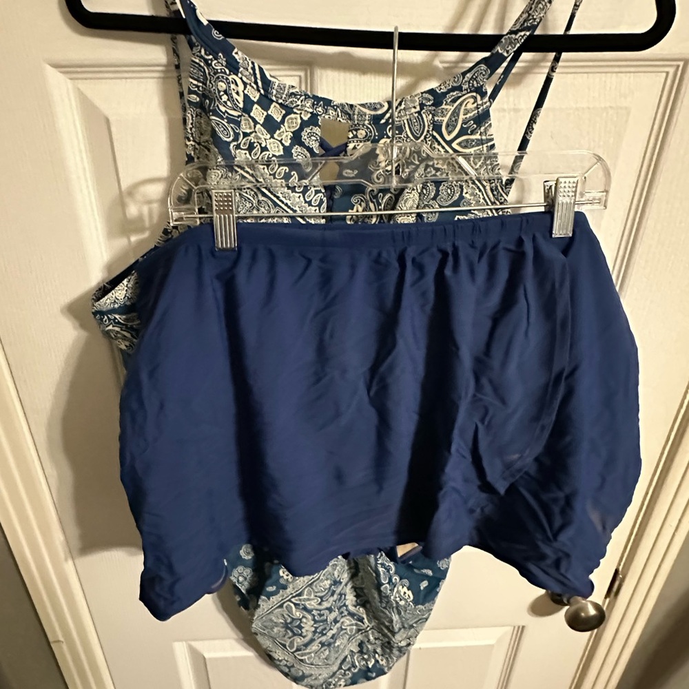 Blue and White Paisley Tank Top